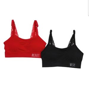 RAE DUNN 2 Pack of Pull on Comfort Bras Size 1X Red and Black NWT